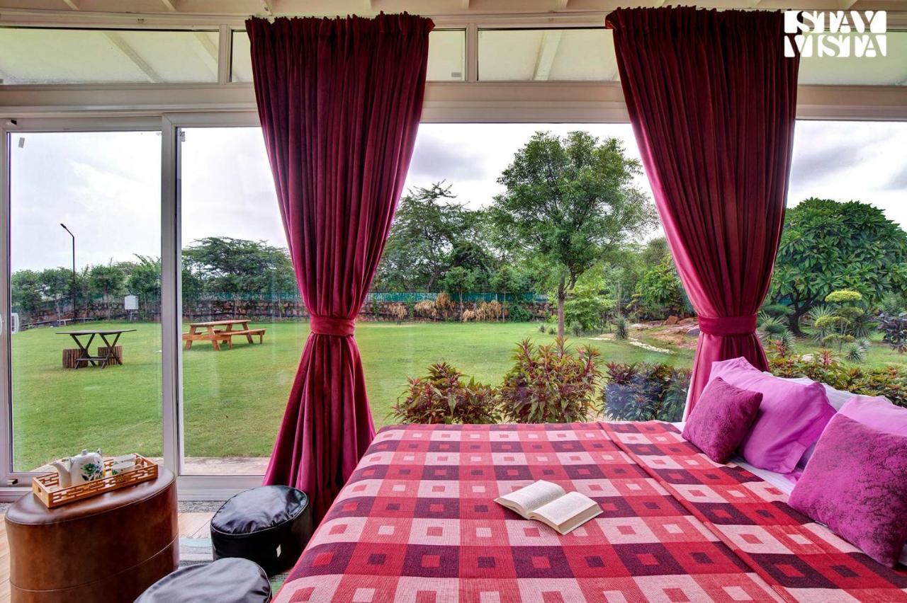 Stayvista's Glasshouse: Orchard Farmstay with Pool and Relaxation Gurgaon Exterior photo